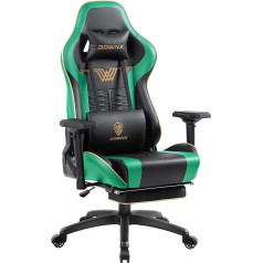Dowinx Žaidimų kėdė - biuro kėdė su didele keliamąja galia - PU odos žaidimų kėdė su 4D porankiais ir kojų atrama - ergonomiška žaidimų kėdė - tinka kaip žaidimų kėdė - 150 kg (žalia)