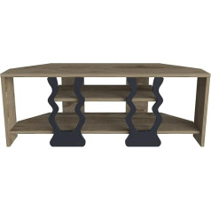 Decorotika Firila Corner PVC Wood, Oud Pattern/Black, 110 cm Corner TV Stand