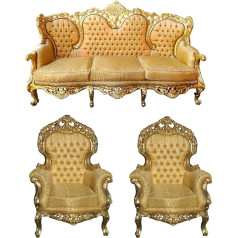 Casa Padrino Baroka stila viesistabas komplekts Versailles II zelta raksts / antīkais zelts - 3vietīgs dīvāns + 2 krēsli