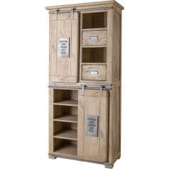 Massivmoebel24.De Skapis Highboard ar nodalījumiem Mangwood Wood 2 durvis 2 atvilktnes 80 x 175 Balta