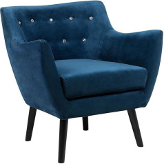 Beliani Drammen Scandinavian Style Armchair in Lake Blue Velvet Fabric with Armrests