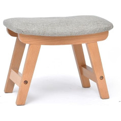 Hm&Dx Padded Footstool, Linen Comfort Curved Cushion Seat Solid Wood Footrest Sofa Stool -B