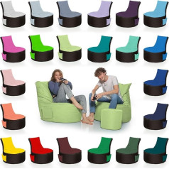 Homeideal - 2 krāsu Gamer Lounge Bean Bag pieaugušajiem un bērniem - Spēļu spēlēšanai vai atpūtai - Ūdensnecaurlaidīgs lietošanai iekštelpās un ārpus telpām, jo ir ūdensizturīgs - Krāsa: melna-laima zaļa, izmērs: Pieaugušajiem