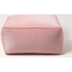 Homescapes Pouf Velvet Pink 60 x 60 x 27 cm Square Bean Bag grīdas spilvens kokvilnas samts