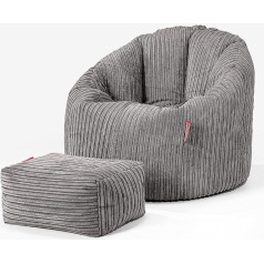 Lounge Pug , Mīļš atpūtas krēsls ar tabureti, dīvāns gulta, vads Slate Grey