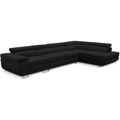 Kreative Furniture & Design Right Corner Sofa, 343 x 88 x 203 cm, Sofa with Sleep Function, Spacious Corner Sofa, Couch L Shape, Living Landscape L-Shape, Perfect for Your Home, Dark Grey, Right