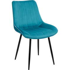 Baroni Home Moderni kėdė su aksominiu apmušalu ir juodomis plieninėmis kojelėmis, svetainės kėdė, miegamasis, valgomasis, benzino mėlyna, 53 x 86 x 44 cm