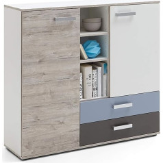 Fmd Möbel FMD furniture Highboard, chipboard, sandy oak/coloured, approx. 117 x 104 x 33 cm