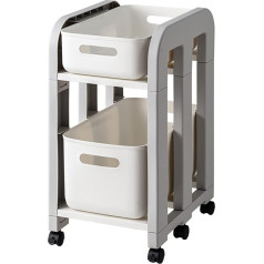 Hotrcr 3 Tier Storage Trolley, Storage Trolley on Wheels Organizer Serving Trolley Easy Assembly for Office, Kitchen, Bedroom, Bathroom, Laundry and Dresser, White, 2 Tier 52cm