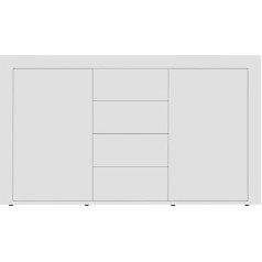 Cikonielf Modern Sideboard with 2 Doors and 4 Drawers, 120 x 36 x 69 cm, Chest of Drawers for Hallway, Living Room, Dining Room, White