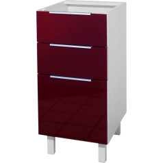 Berlioz Créations Berlioz Creations CT4BD Kitchen Cabinet with 3 Drawers in Burgundy High Gloss 40 x 52 x 83 cm 100 Percent Made in France