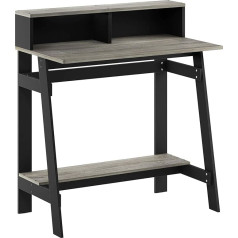 Furinno Компьютерный стол Simplistic One frame, стол для ПК, офисный стол, черный / французский дуб, 80,3 (ширина) x 90,4 (высота) x 45,5 (глубина) см.