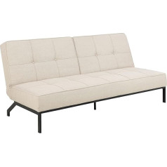Ac Design Furniture BENT dīvāns gulta bēšs ar 3 atzveltnes pozīcijām Moderns trīsvietīgs dīvāns bez roku balstiem Polsterēts dīvāns ar divu toņu efektu un melnu pārklājumu Melnas kājas W198 x H87 x D95cm