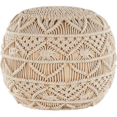 Beliani Kayseri Pouf Trikotāžas taburete Bumba sēdekļa spilvens 40 x 40 cm, apaļš Kokvilna Bēšs