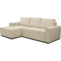 Seelloo Left Corner Sofa for Recreation, Corner Sofa, Living Room, Furniture, Sofa Bed, Children's Room, Foldable, Sofa Bed, 251 x 150 x 88 cm, Beige