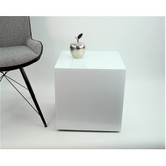 Freeroom24 Emilia Side Table, Coffee Table, Rolling Table, Glass White or Black, Various Sizes (White RAL9003, 500 x 500 x Height 430 mm)