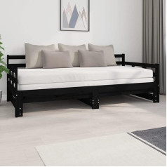 Moonairy Pull-Out Day Bed, Sofa Bed, Couch with Sleep Function, Sofa Bed, Sofa Bed, Sofa Bed, Daybed, Sofa Bed, Youth Bed, Couch Bed, Black Solid Pine 2 x (90 x 200) cm