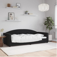 Rantry Tagesbett Couchbett Einzelbett Bettsofa Schlafsofa Loungesofa Polstersofa Sofa Couch Sitzersofa Gästebett für Wohnzimmer Gästezimmer Schwarz 90x200 cm Samt