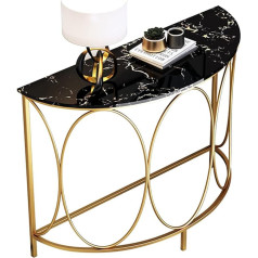 Axdwfd Virtuves galdi Kaltas dzelzs konsoles galds caur sienas galdu Zelta pusapaļa glabāšanas galds Priekšnama skapis 31,4 × 11,8 × 31,4 collu planšetdatora turētājs