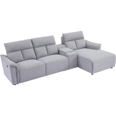 Vente-Unique - GARUVO elektrinė kampinė sofa - dešinysis kampas - audinys - šviesiai pilka