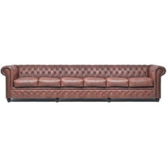 Jvmoebel XXL didelė sofa Club Lounge Brown Baldai 6 vietų sofa Chesterfield Didelės sofos