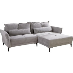 Riess Ambiente Designo Modern Corner Sofa 250 cm Grey Cord Living Landscape Couch Including Cushions Metal Feet L Sofa L Couch Corner Sofa Corduroy Sofa Cord Couch