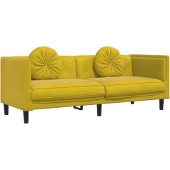 vidaXL Sofa mit Kissen 3-Sitzer Gelb Samt