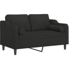 vidaXL Sofa 2 Sitzer, Couch mit Zierkissen, Liegesofa für Wohnzimmer, Polstersofa Sessel Relaxsofa Loungesofa Relaxcouch, Schwarz Stoff