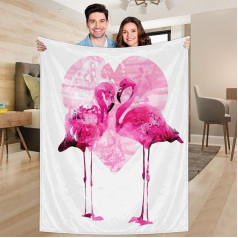 Ririx Lengva antklodė su flamingo širdelėmis, skirta lovai, sofai, sofai, kėdei, stovyklavimui ir kelionėms, didelė (203,4 x 152,4 cm)