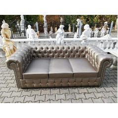 Jvmoebel Dizainas Chesterfield Sofa 3-vietė auksinė sofa minkštasuolis Odinės sofos Gyvenamasis kambarys Nauja