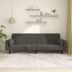 LAPOOH Schlafsofa 2-Sitzer mit 2 Kissen Dunkelgrau Samt, Loungesofa, Sofas & Couches, Relaxsofa, Couch für Wohnzimmer, Couch Mit Schlaffunktion - 375848