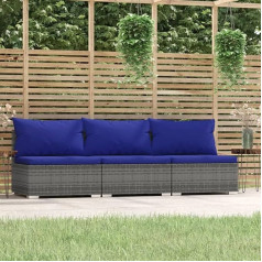 ShGaxin 3-Sitzer-Sofa mit Kissen, Couch, Schlafcouch, Sitzecke Wohnzimmer, Wohnzimmer Sofa, Wohnzimmersofa, Sofa Gästezimmer, Grau Poly Rattan