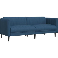 Vidaxl Sofa 3-vietė, sofa su porankiais, atlošu, atraminėmis kojomis, svetainės sofa, minkšta sofa, sofos komplektas, moderni, mėlynas audinys