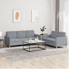 LAPOOH 3202118 2 dalių sofos komplektas su pagalvėlėmis, šviesiai pilkas audinys, poilsio sofa, sofos ir kušetės, poilsio sofa, svetainės sofa, sofa su miego funkcija