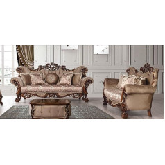 Jv Möbel Sofa Set 3 + 3 Seater Sofa Luxury Style Fabric Living Room Baroque