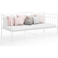 Rantry sofa lova Lovos rėmas Metalinė lova Dienos lova Svečių lova Sofa lova Viengulė lova Sofa lova Lovos rėmas Sofa sofa sofa kambariui Baltas metalas 90x200 cm#D