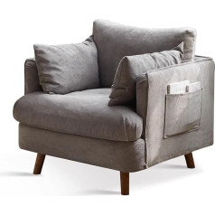 Sohodoo Moderner Wohnzimmerstuhl, übergroßer gepolsterter Sessel, bequemer Einzelsofastuhl, Vintage-Loungesessel for Schlafzimmer/Heimbüro/Arbeitszimmer (Color : Gray)