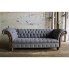 Jvmoebel Chesterfield XXL Sofa Couch 3 Seater Upholstery Textile Fabric Couchen Elegant Sofas