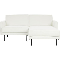 Beliani 2 vietų kampinė sofa su aukštomis metalinėmis kojomis balta kairė pusė Glamour Modern Breda