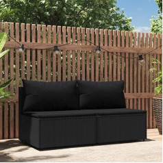 Whopbxgad Dzīvojamās istabas mēbeļu komplekti,Dzīvojamās istabas dīvānu komplekti,Dīvānu gulta,Garten-Mittelsofas mit Kissen 2 STK. Schwarz Poly Rattanmodulārais dīvāns,modulārais dīvāns,āra terases mēbeles,