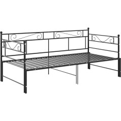 Tidyard Trundle Bed Sofa Bed Frame Day Bed Sofa Bed Guest Bed Metal Bed 90 x 200 cm (W x L) Powder Coated Metal Black