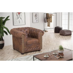 Kuechen-Preisbombe Küchen-Preisbombe Chesterfield Armchair 1 Seater in Microfibre Vintage Brown Couch Upholstered Sofa