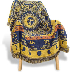 Edcooy Boho Throw sega dīvānam Hipple Aztec raksts adīts mīksts austs pušķi Boho krēsls Loveseat Slipcover Bedspread Dekoratīvs dīvāns Throw bohēmiešu apdare