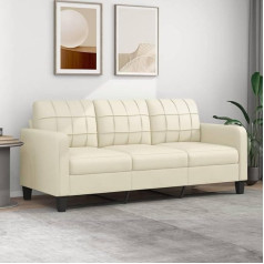 JUNZAI 3-Seater Sofa Cream 180 cm Faux Leather Sofa Living Room Youth Sofa Relaxing Sofa Sofas & Couches Sofa for Bedroom Youth Children's Room