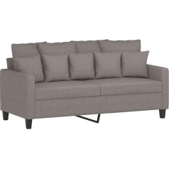 Vidaxl Sofa 2-Seater, Lounge Sofa Couch with Armrests Back Cushion, Living Room Sofa Design Sofa Metal Frame, Seating Furniture Two Seater, Taupe Fabric