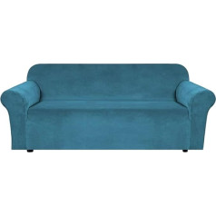 Lingky Samta Stretch Sofa Cover 1 spilvens Couch Covers Krēslu pārvalki viesistabai Krēslu pārvalki krēsliem ar mīkstiem, bieziem un neslīdošiem putu elementiem (Peacock Blue, 4 sēdvietas/dīvāns)