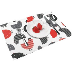 Opsrey Creative Cartoon Chicken Printed Set of 4 Placemats Mazgājams galda dekoratīvie paklājiņi