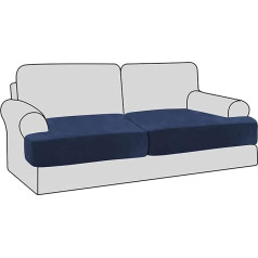 GEBIN Stretch Velvet 2 gabali T spilvenu krēsla pārvalki dzīvojamās istabas krēslam dīvāna pārvalks Couch Cover Aizsargapvalks T spilvenu sēdekļa pārvalks paliek ar elastīgām lentēm (Navy)