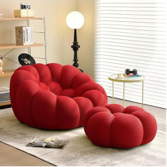 Yaxansih Tinginio sofa, paminkštintas pupelių maišas, šiuolaikinė burbulinė grindų sofa su 3D megztu audiniu, medaus korio forma, burbulinė sofa, išlenkta sofa, tinginio sofa svetainei, raudona