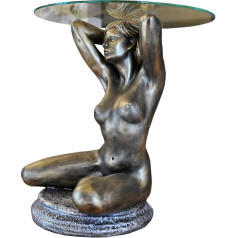 Antikes Wohndesign Round Side Table Glass Table Figure Table Coffee Table Women Sculpture Erotic Table Women Nude Flower Stand Flower Table Telephone Table